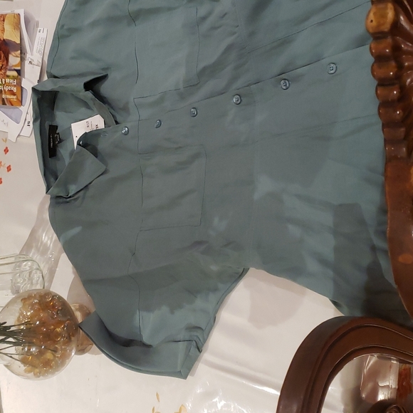 Olive button down dress - Picture 2 of 4